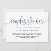 Invitation Marine Bleu Jolie Calligraphie Couples Douche (Devant)