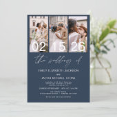 Invitation Marine Bleu Le Mariage de la photo Mariage minimal (Debout devant)