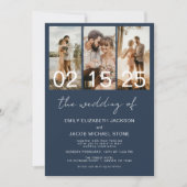 Invitation Marine Bleu Le Mariage de la photo Simple Minimali (Devant)