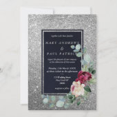 Invitation Marine bleu menthe rose argent parties scintillant (Devant)
