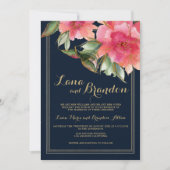 Invitation Marine bleu menthe rose or parties scintillant mar (Devant)