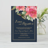 Invitation Marine bleu menthe rose or parties scintillant mar (Debout devant)