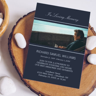 Invitation Marine Bleu Minimal En Mémoire Amoureuse | Photo p