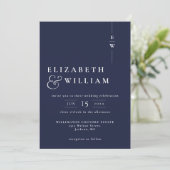 Invitation Marine bleu moderne Monogramme Mariage QR Code (Debout devant)