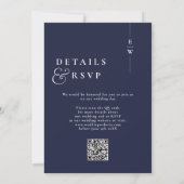 Invitation Marine bleu moderne Monogramme Mariage QR Code (Dos)