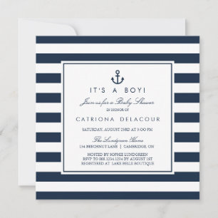 Invitation Marine Bleu Nautique C'est un Baby shower garçon