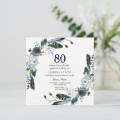 Invitation Marine Bleu noir blanc Flore 80e anniversaire Invi (Debout devant)