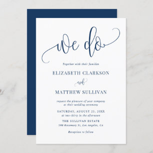 Invitation Marine Bleu Nous faisons Moderne Calligraphie Mari