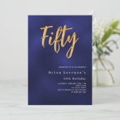 Invitation Marine bleu or moderne 50e anniversaire luxe (Debout devant)