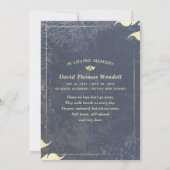 Invitation Marine Bleu & Or Sympathie Merci Floral Feuilles (Dos)