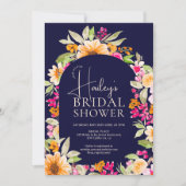 Invitation Marine bleu Pays aquarelle florale douche nuptiale (Devant)