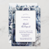Invitation Marine Bleu Peonies & Roses Blanches Bachelorette  (Devant / Derrière)