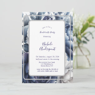 Invitation Marine Bleu Peonies & Roses Blanches Bachelorette