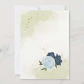 Invitation marine bleu poussiéreux fleurs vert feuille nuptia (Dos)