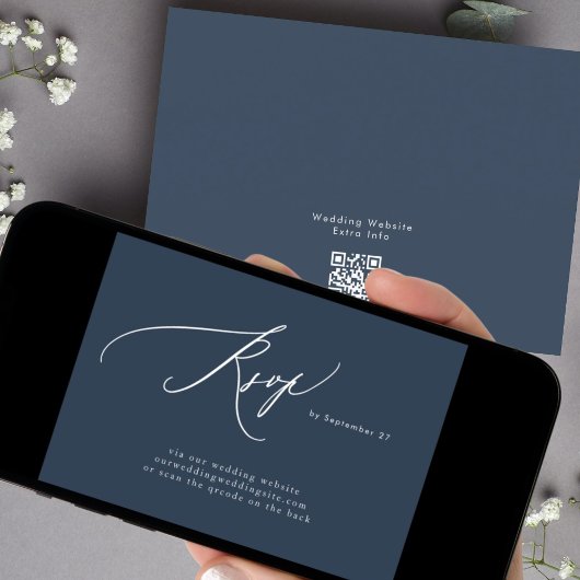 Invitation Marine Bleu QR Code Site Web Digital RSVP