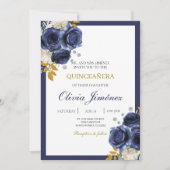 Invitation Marine bleu quinceañera (Devant)
