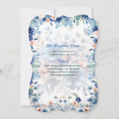 Invitation Marine bleu Quinceanera robe Roses floraux (Dos)