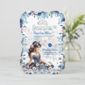 Invitation Marine bleu Quinceanera robe Roses floraux (Debout devant)