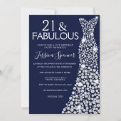 Invitation Marine Bleu Robe blanche 21e Fabuleuse fête d'anni (Devant)