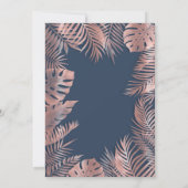 Invitation Marine bleu rose feuille d'or tropical feuilles ro (Dos)