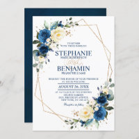 Marine bleu rose jaune Boho Mariage géométrique In