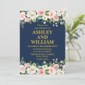 Invitation Marine bleu rose or Boho Bohème Bohème Mariage de  (Debout devant)