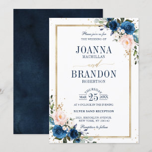 Invitation Marine bleu rose rose rose rose Boho Mariage géomé