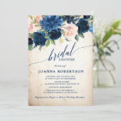 Invitation Marine bleu rose rose rose rose Fête des mariées r (Debout devant)