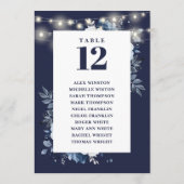 Invitation Marine bleu Rustique Floral Tableau Numéro de sièg (Dos)