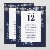 Invitation Marine bleu Rustique Floral Tableau Numéro de sièg (Devant / Derrière)