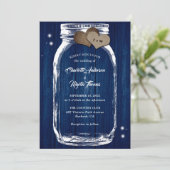 Invitation Marine Bleu rustique Pays Bois Mason Jar Mariage (Debout devant)
