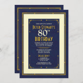 Invitation Marine Bleu Simple Homme's Classic 80e anniversair (Devant / Derrière)