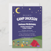 Invitation Marine Bleu Starry Nuit Camping Anniversaire Fête (Devant)