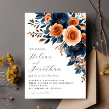 Marine Bleu Terracotta Brûlé Orange Élégant Mariag