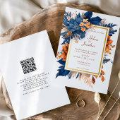 Invitation Marine Bleu Terracotta Jardin Boho Elégant Mariage