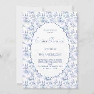 Invitation Marine Bleu Toile Vintage Pâques Brunch