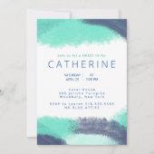 Invitation Marine bleu Turquoise aquarelle Sweet 16 Party (Devant)
