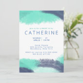 Invitation Marine bleu Turquoise aquarelle Sweet 16 Party (Debout devant)