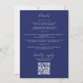Invitation Marine bleu violet Floral Tout en 1 QR Code Mariag (Dos)