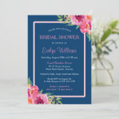 Invitation Marine bleu violet rose rose Fête des mariées de c (Debout devant)