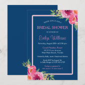 Invitation Marine bleu violet rose rose Fête des mariées de c (Devant / Derrière)