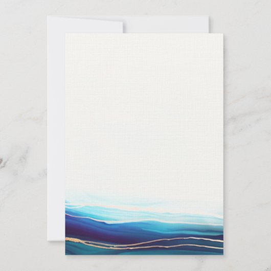 Invitation Marine Bleue Moderne Océan Or Sur la plage Mariage (Dos)