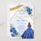Invitation Marine Bleue Rose fille Charra 15e anniversaire (Devant)