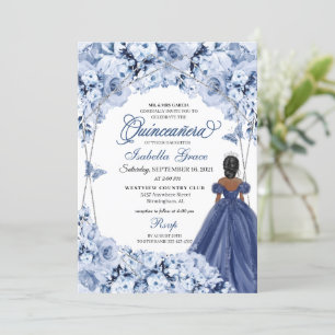 Invitation Marine Bleue Rose princesse Quinceañera