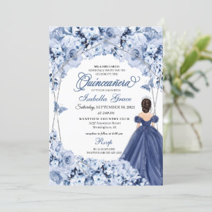 Invitation Marine Bleue Rose princesse Quinceañera