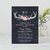 Invitation Marine Blooming Antlers Pays Chic Fête des mariées (Debout devant)