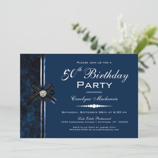 Invitation Marine Blue 50e fête d'anniversaire (Debout devant)