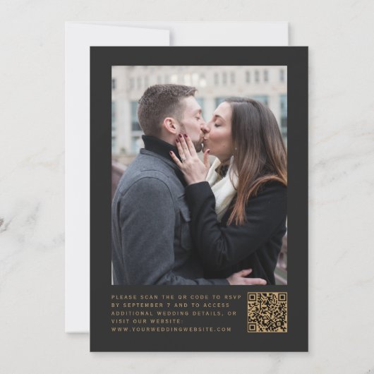 Invitation Marine Blue Agate Dark Photo QR Code Mariage (Dos)
