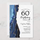 Invitation Marine Blue Agate Or Blanc 60e anniversaire (Devant)