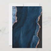 Invitation Marine Blue Agate Rose Gold Wedding Enregistrer la (Dos)